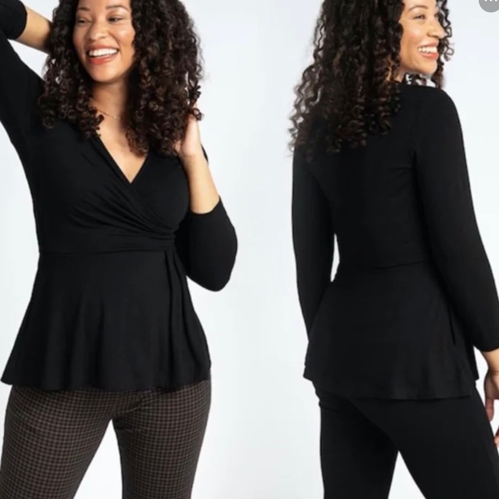 Betabrand Black Pose Peplum Top